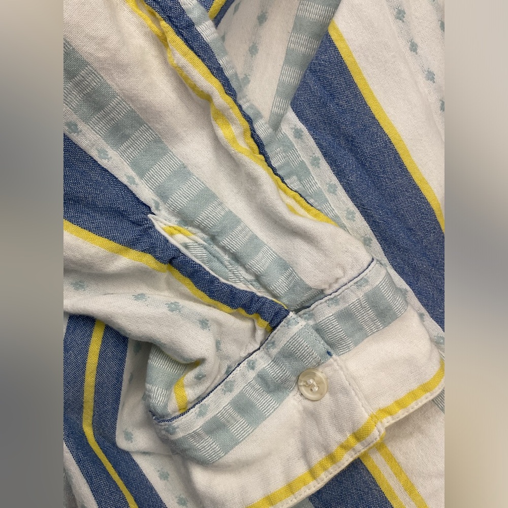š±Splendid Blue and Yellow Button Down Shirt 100% cotton - Picture 5 of 7
